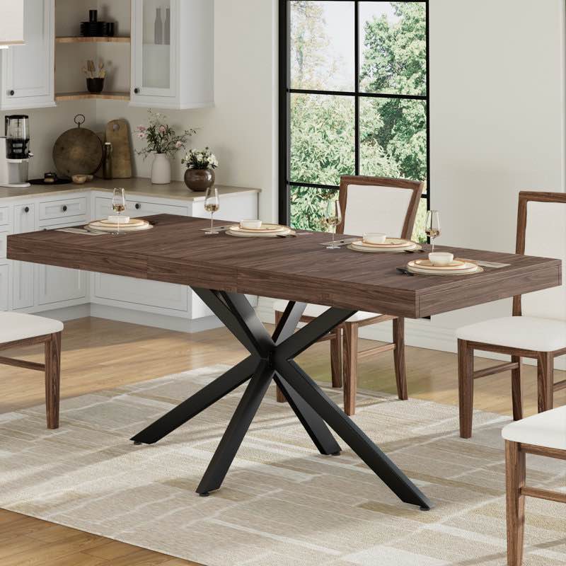 Averni 55.1 To 70.9inch Extendable Dining Table with Storage Box for 6-8Seat