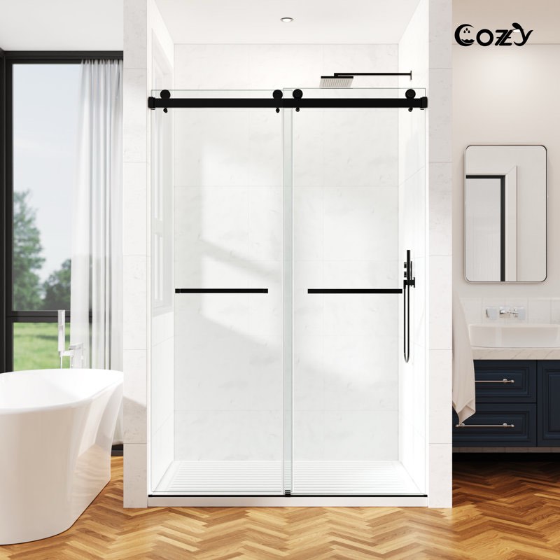 45-49" W X 76" H Frameless Double Sliding Shower Door TP-GD09-BM-4876