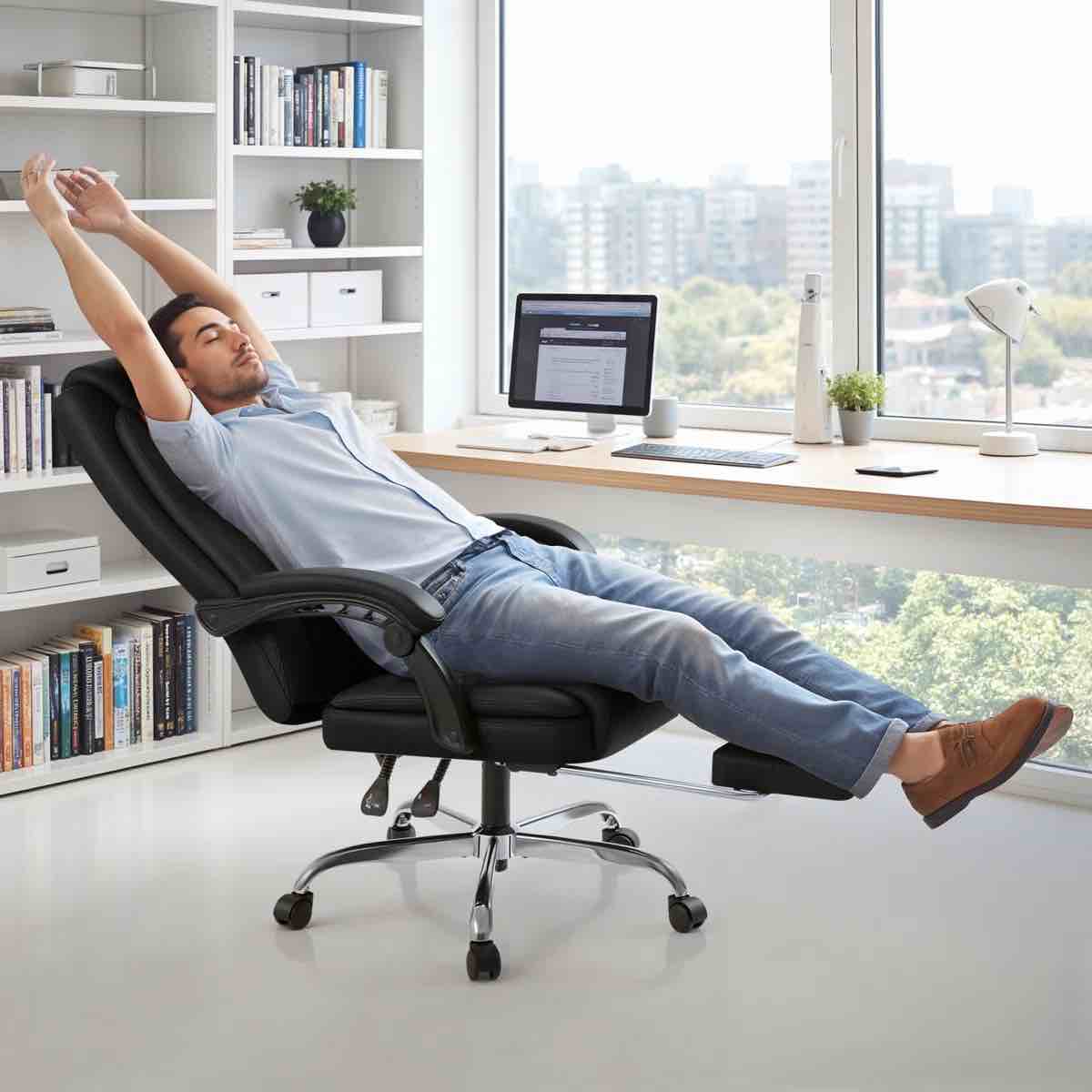 Condition photo showing New/Like New for Home Office High Back Ergonomic Reclining Executive Chair with Footrest