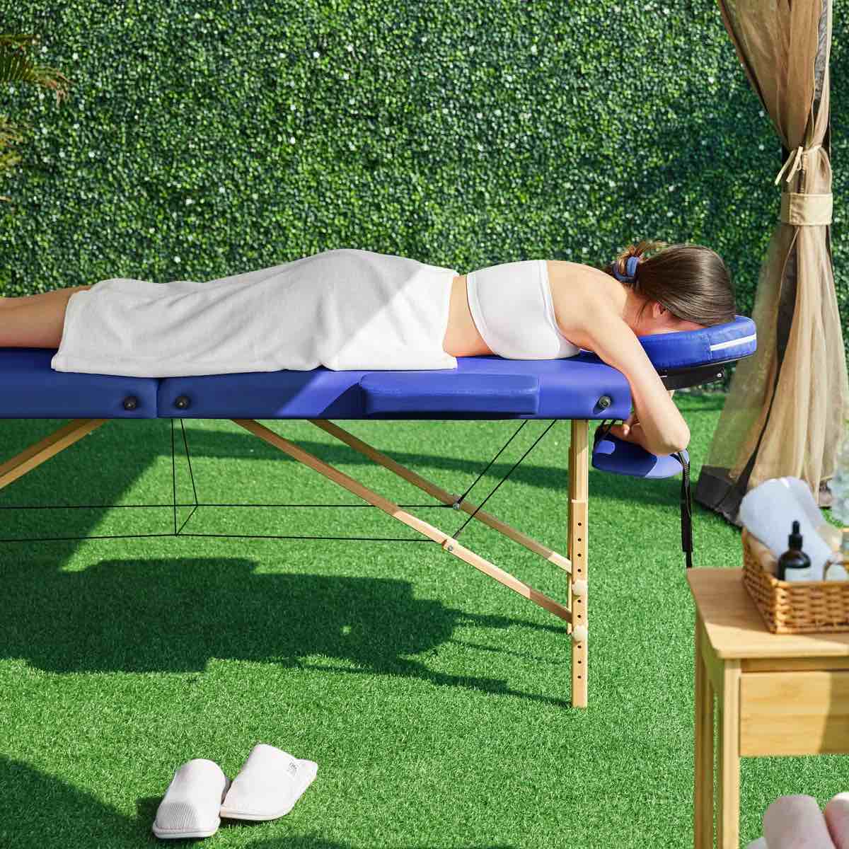 Condition photo showing New/Like New for Adjustable Massage Bed Portable Spa Table with Headrest