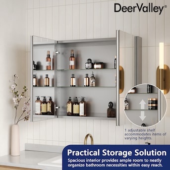 Condition photo showing New/Like New for DeerValley 30-in x 26-in Surface Mount Silver Mirrored Rectangle Soft Close Medicine