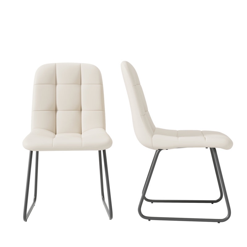 Condition photo showing New/Like New for 32.8"H Faux Leather Upholstered Dining Chairs, Modern Kitchen Chair Side Chair with Steel Legs, Parsons Chair for Kitchen, Dining, Living, Reception, Office Guest Chairs, and Outdoor- Four