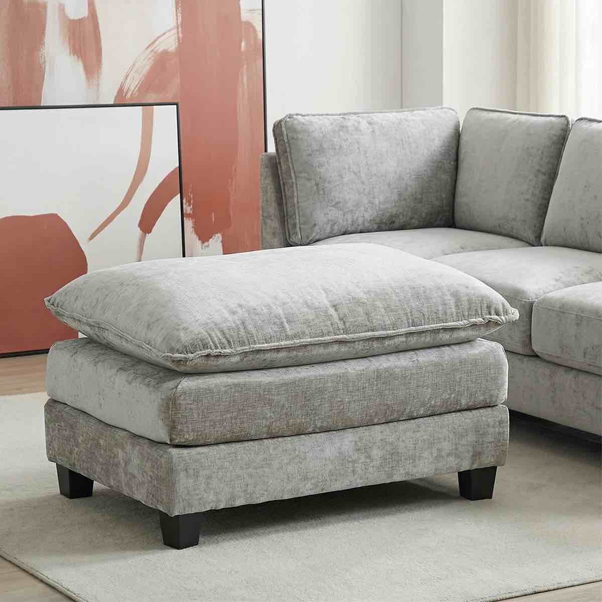 Condition photo showing New/Like New for Modular Cloud Sofa Ottoman - Comfy Double Layer Cushion, Living Room Seating