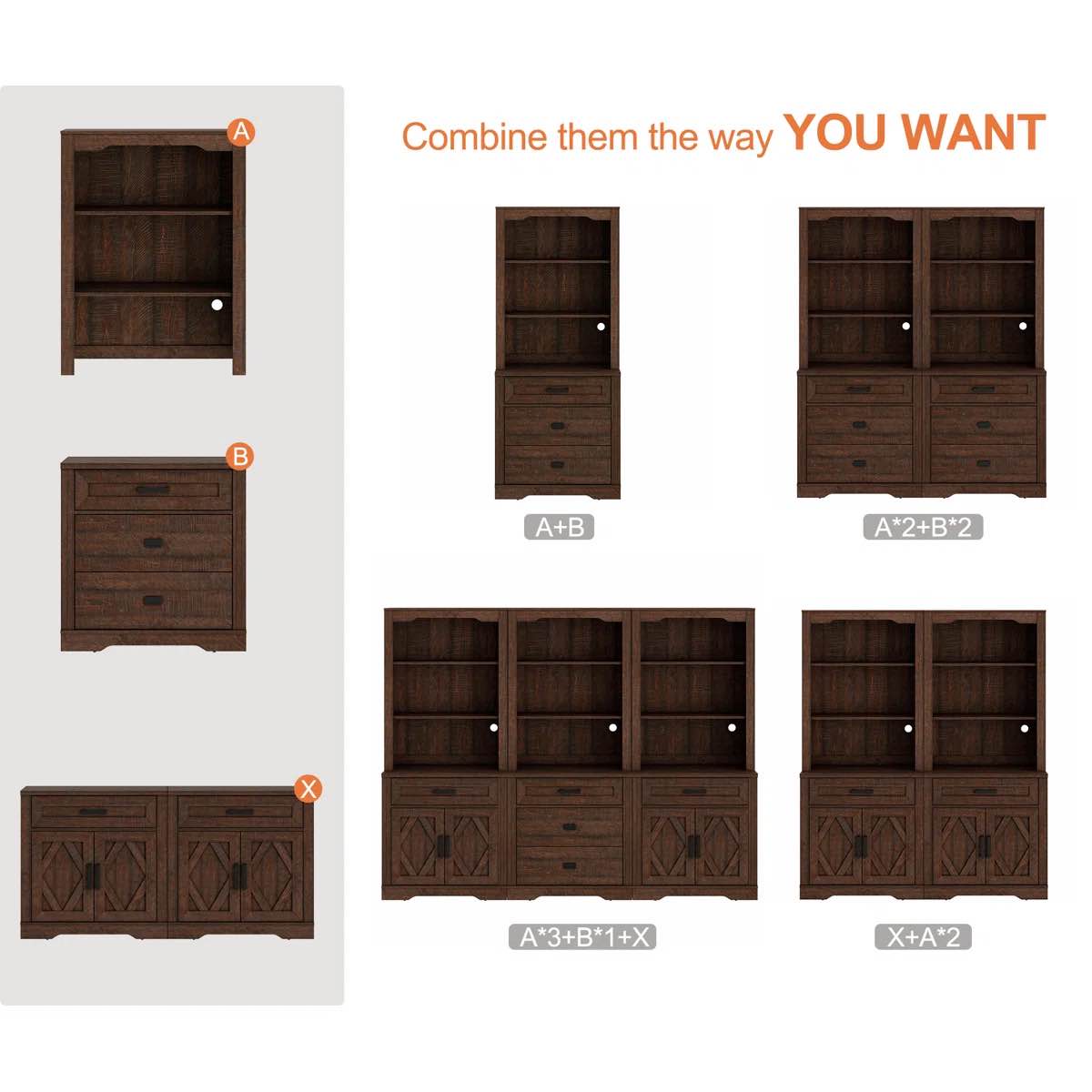 Condition photo showing New/Like New for Laziza 3 Tier Bookcase And 3 Drawer Bottom