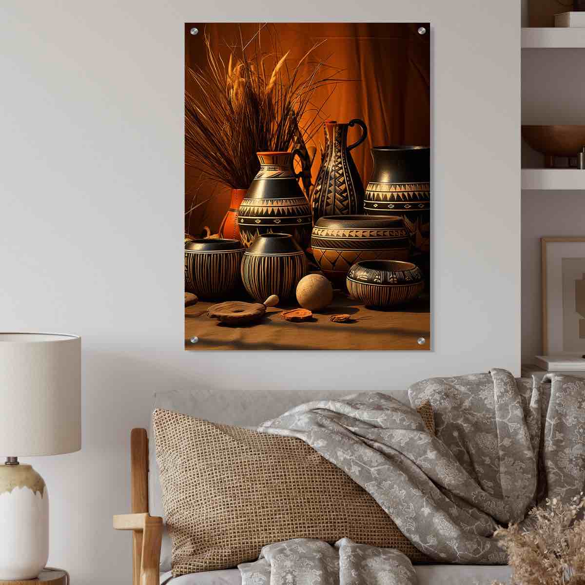 Condition photo showing New/Like New for Native Art Pottery Serenity I - Native American Art Acrylic Wall Art Decor