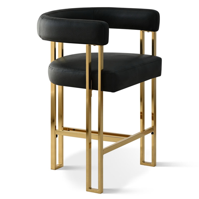 Condition photo showing New/Like New for Rienna 25" Luxurious Faux Leather Solid back Gold Tripod Base Counter Stool