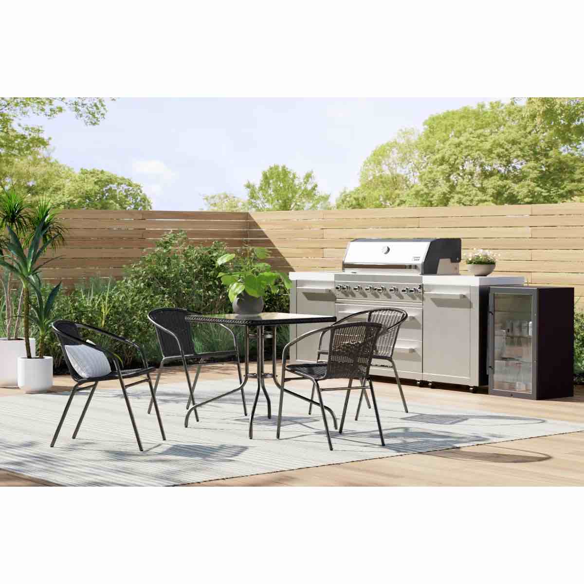 Condition photo showing New/Like New for Artificial Green Yucca Tree in Black Planter Pot