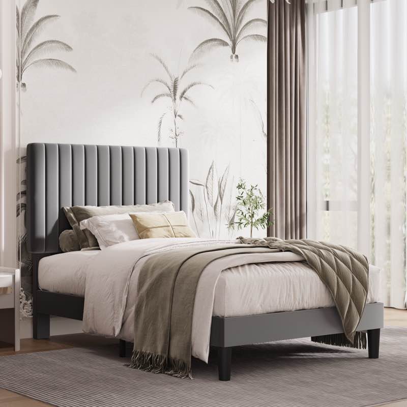 Dunphy Upholstered Platform Bed with Adjustable Headboard Twin