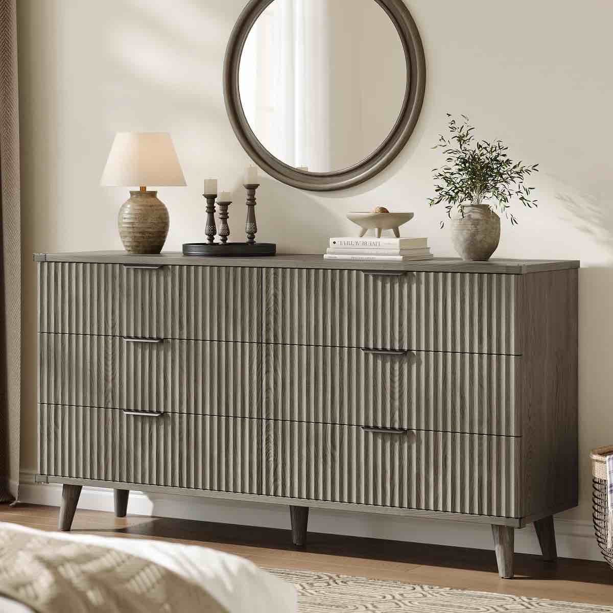 George Oliver 6-Drawer Dresser With Wave-Fluted