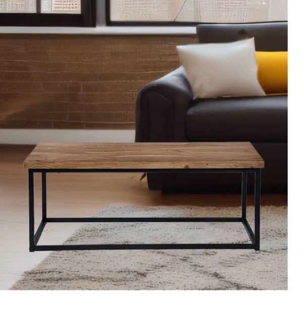 Jofran Ames Solid Wood Modern Coffee Table, Natural and Black