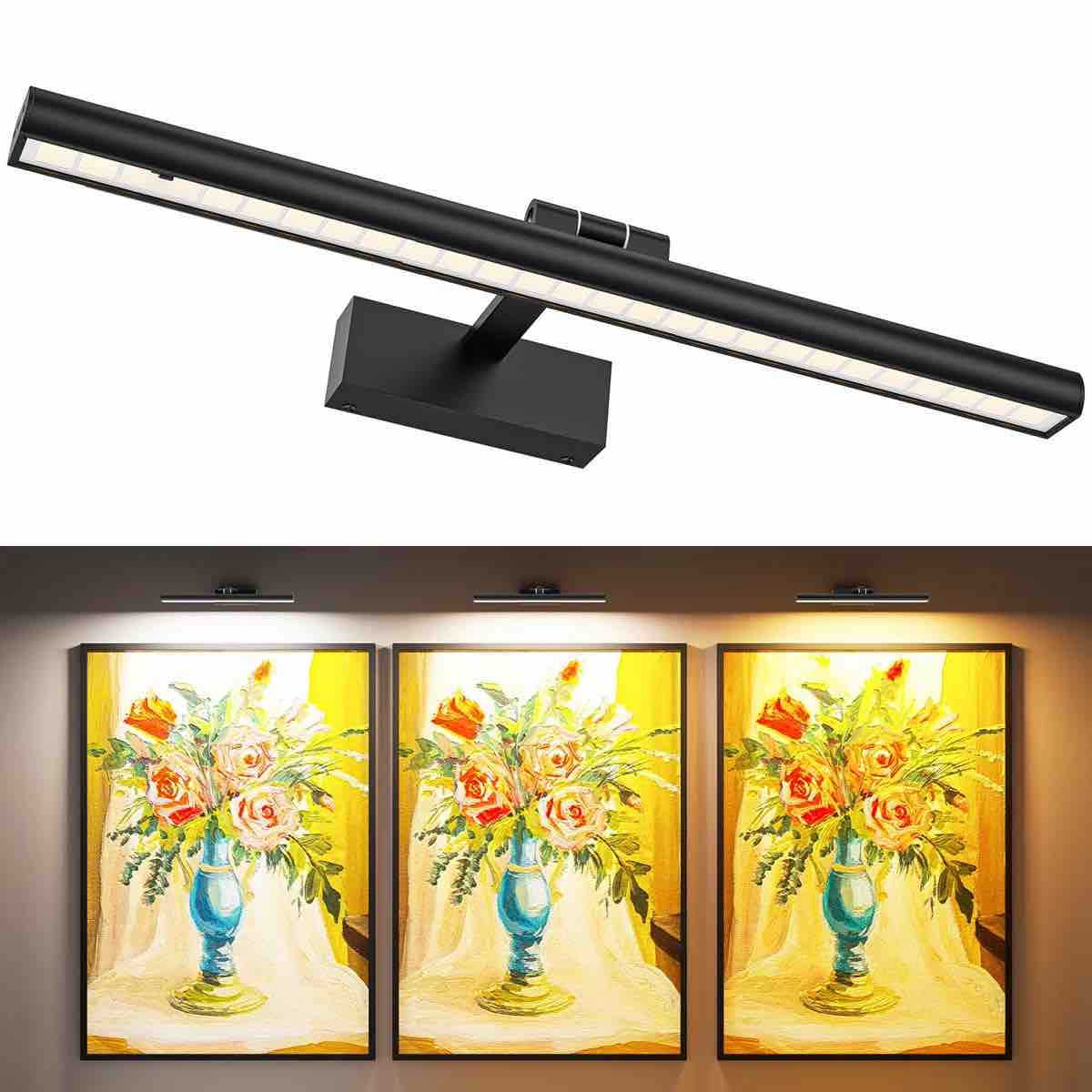 picture lights for wall, battery operated picture light 16in gallery light for paintings cct dimmable recharging battery wall light with remote control for living room gallery dartboard art bathroom