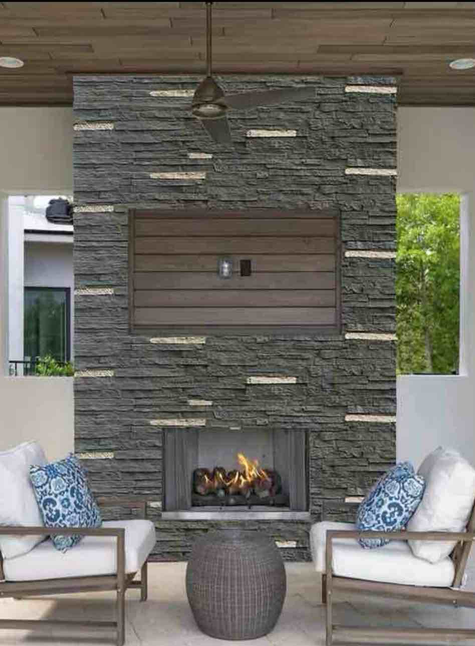 faux stone wall covering panels for interior and exterior decor panels in tarzan (6 pack)