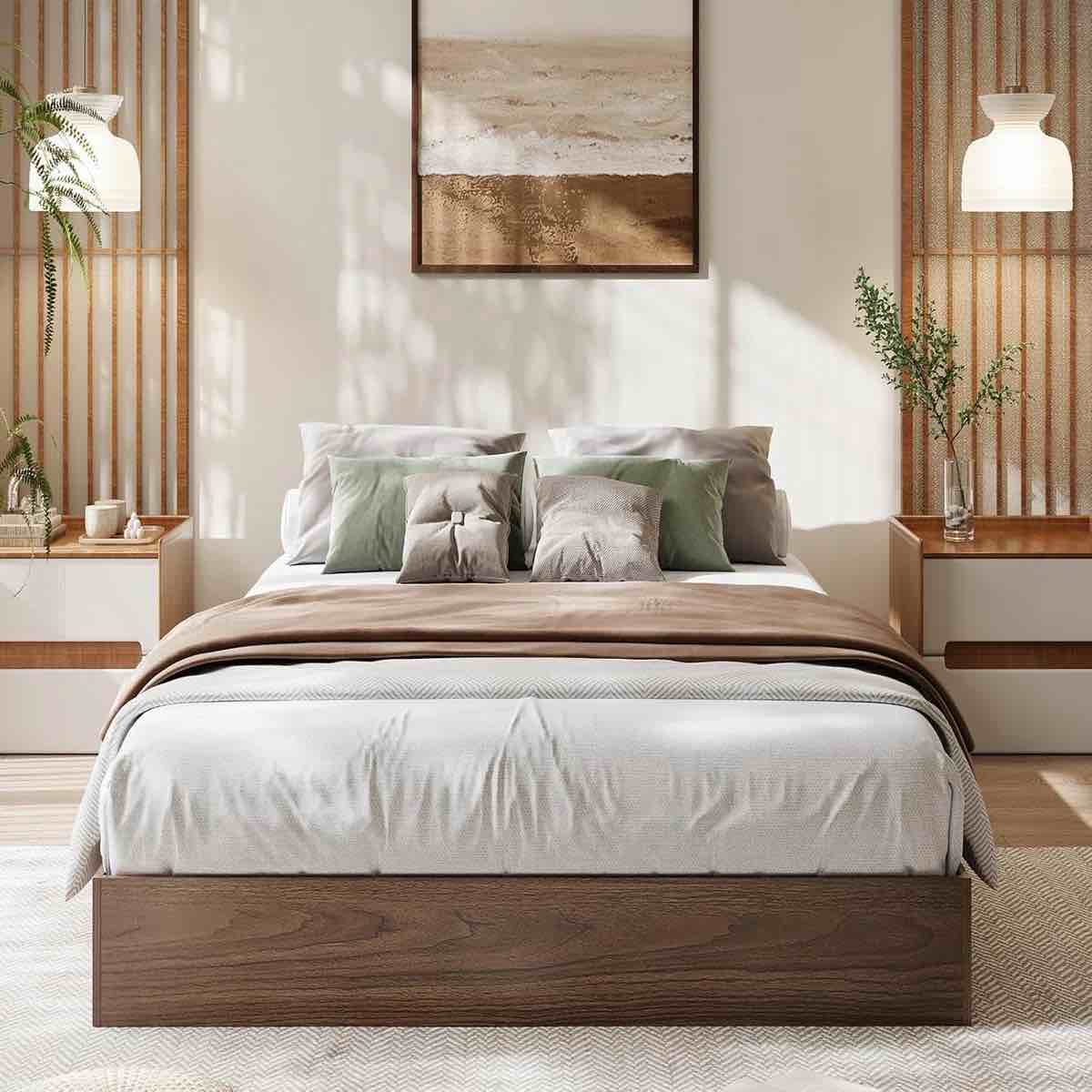 Condition photo showing New/Like New for twin size wood platform bed frame wooden bed frame without headboard wood slat support no box spring needed easy assembly