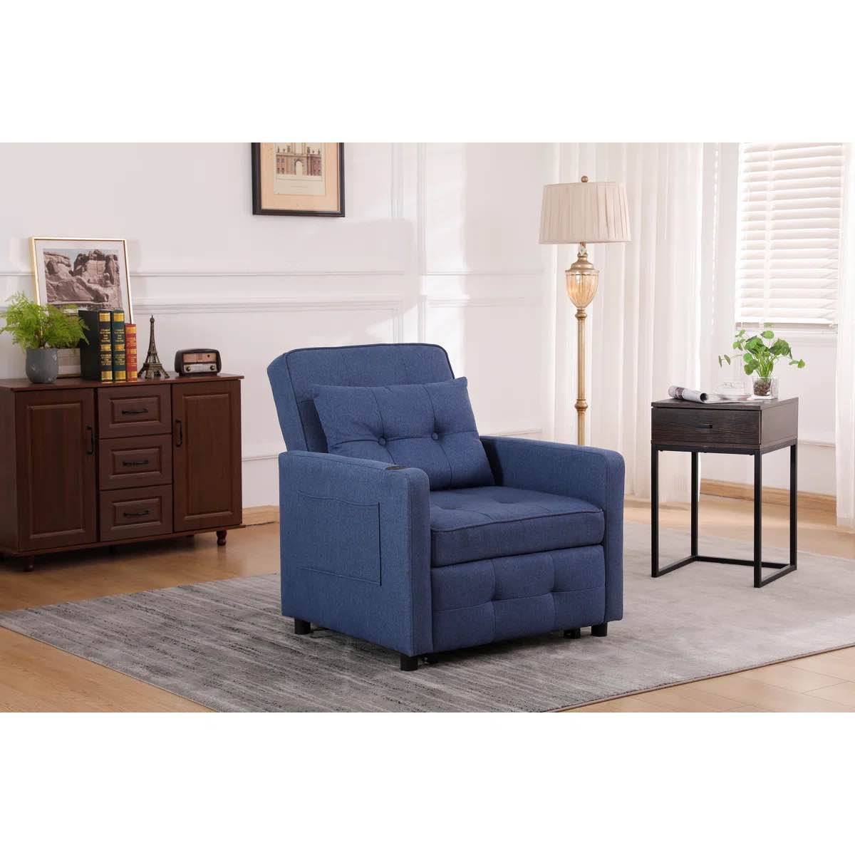 sleeper chair 3-in-1 convertible chair bed pull out sleeper chair beds adjustable single armchair sofa bed with usb ports