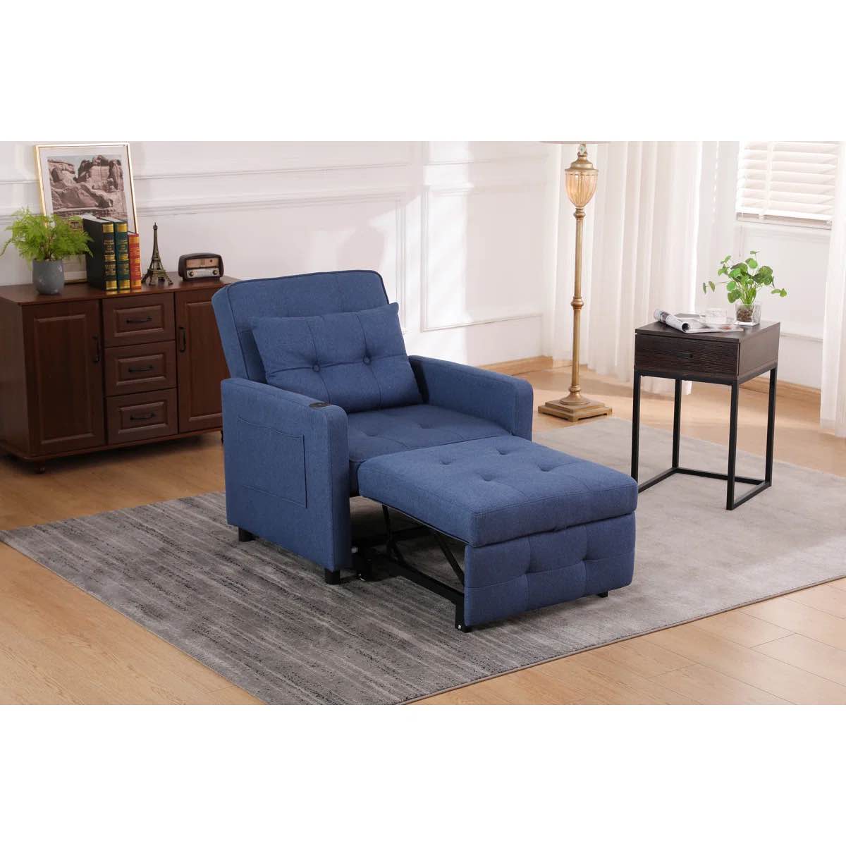 Condition photo showing New/Like New for sleeper chair 3-in-1 convertible chair bed pull out sleeper chair beds adjustable single armchair sofa bed with usb ports