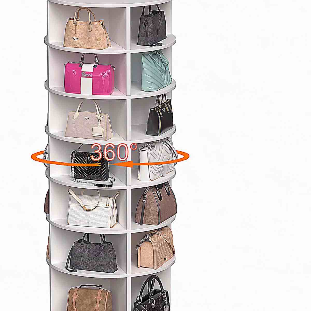 Condition photo showing New/Like New for corrigan studio seven level rotating shoe cabinet