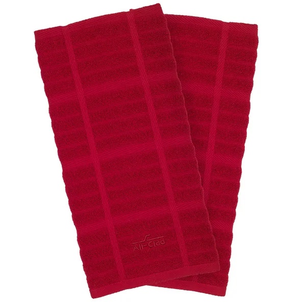 Condition photo showing New/Like New for all-clad 2-piece solid kitchen towel set - chili