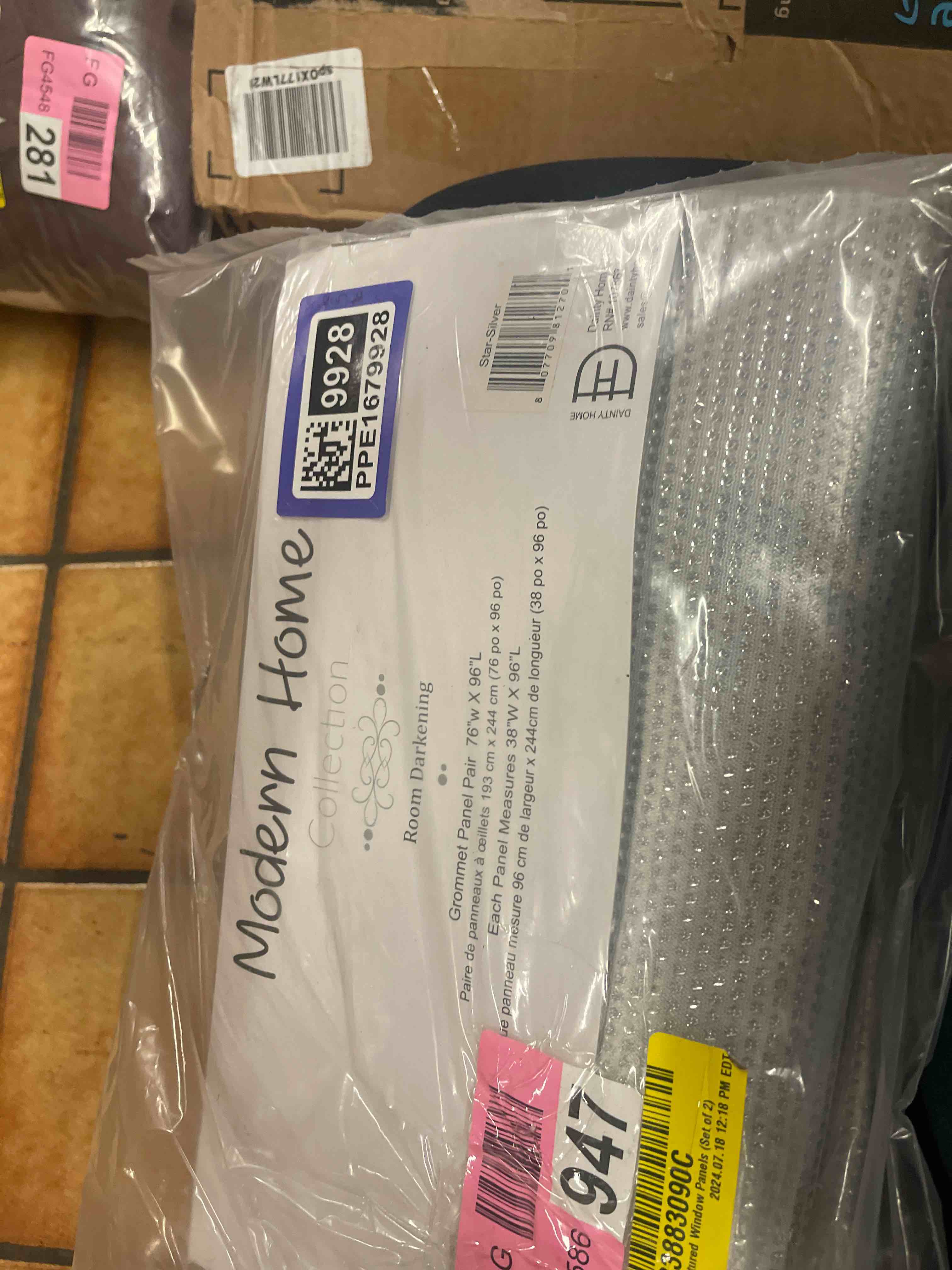 Condition photo showing New/Like New for dainty home stars textured metallic blackout 76" x 96" grommet panel pair in silver silver 76"w x 96"l (pack of 1)