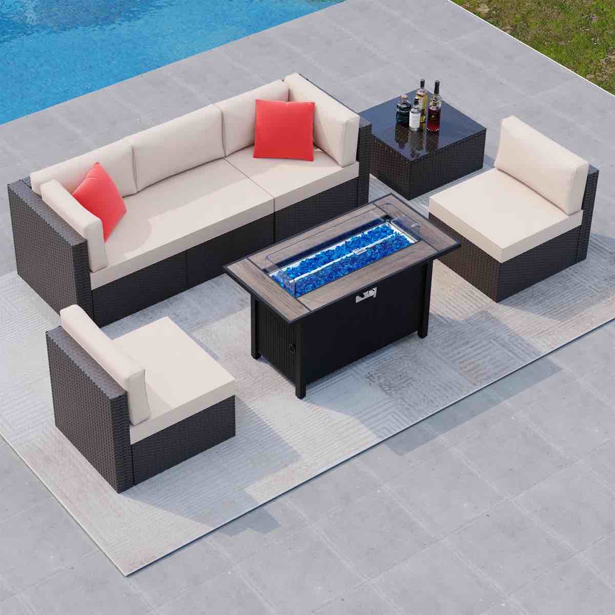 Six Piece Sectional Seating Group With Cushions