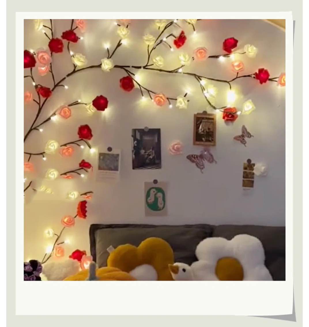 led tree branch lights for wall rose lights with remote and 8 lighting modes rose garland willow rose vine light for bedroom indoor wall wedding valentines day decor (rose 2.3m 144leds)