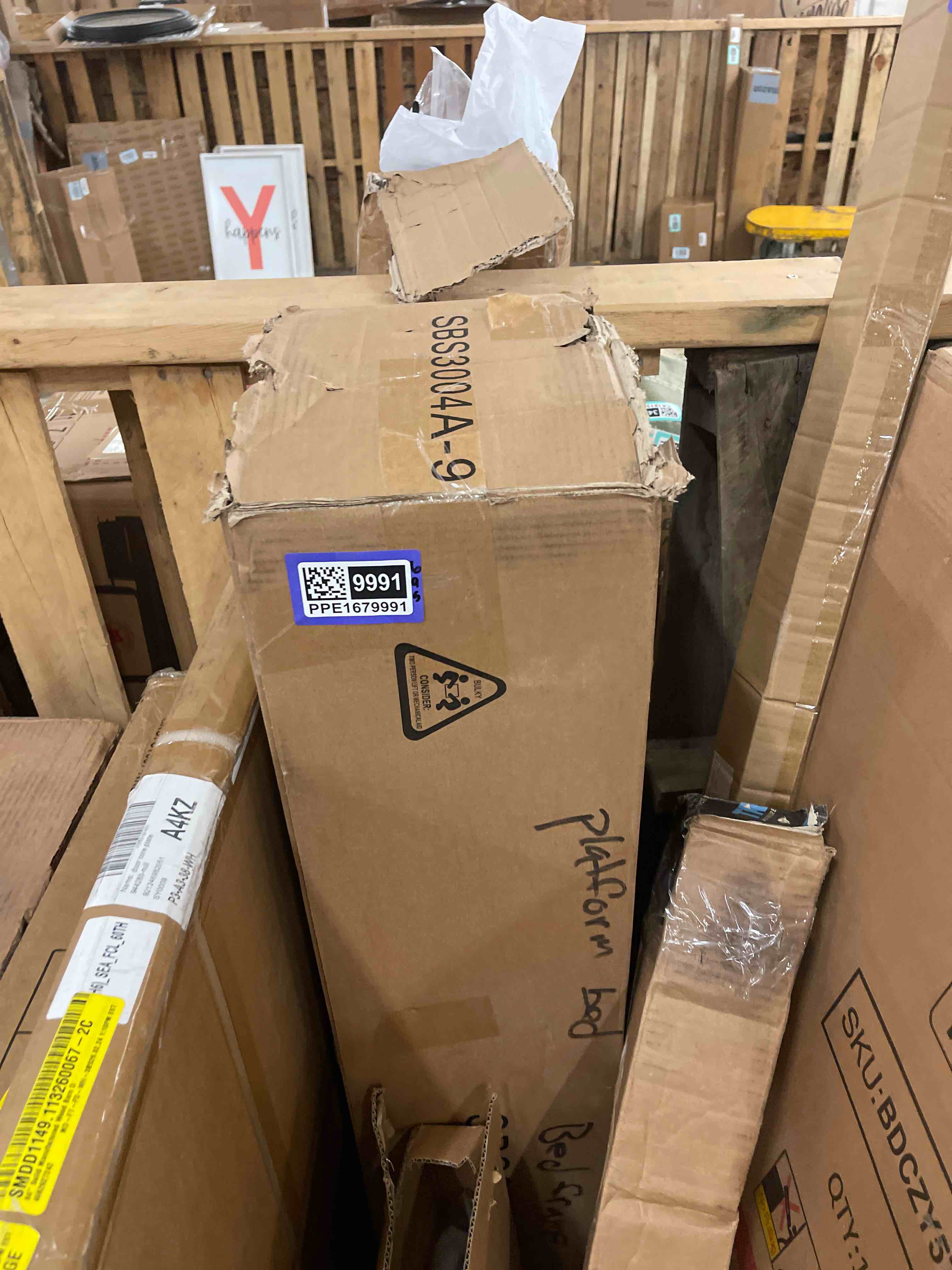 Condition photo showing New/Like New for  metal bed frame(box spring required), 9-leg base for box spring and mattress, queen, tool-free easy assembly, 79.5" l x 59.5" w x 7" h, black black queen