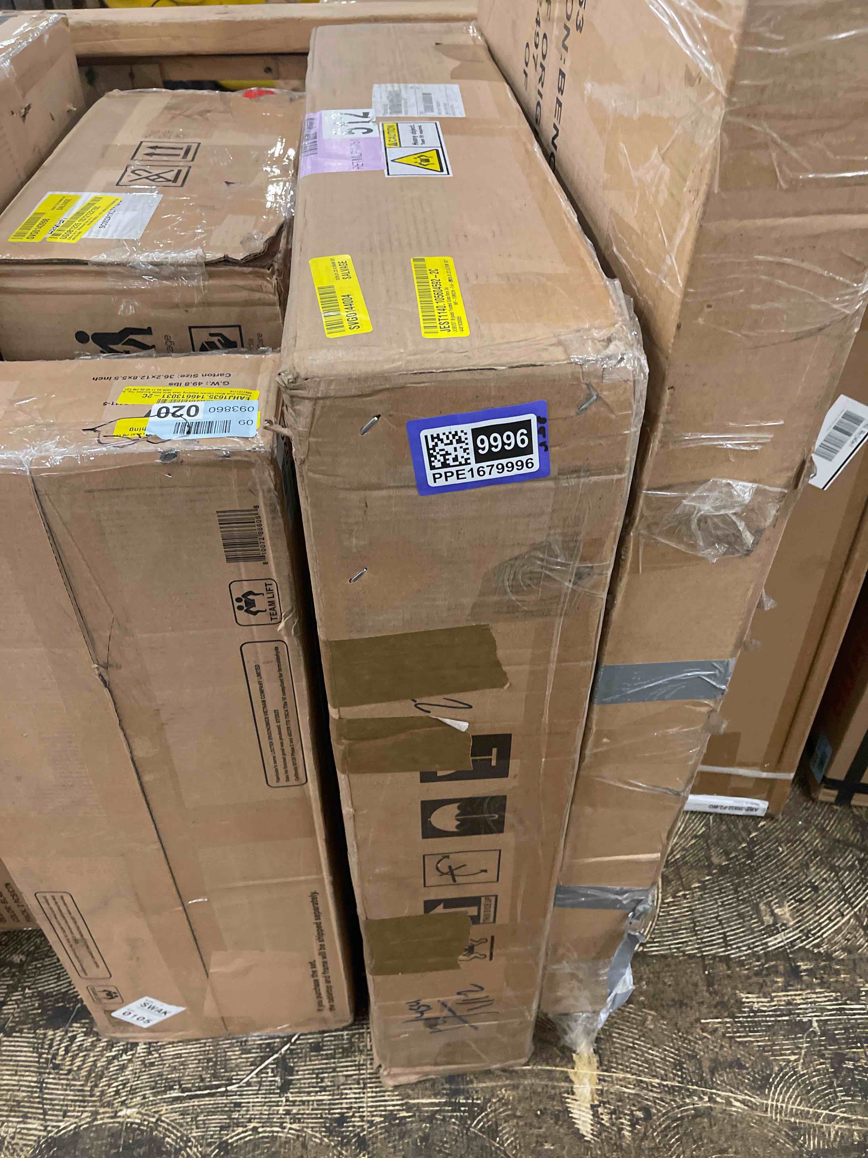 Condition photo showing New/Like New for jubest 36in x 84in glass barn door, clear tempered glass carbon steel pre drilled frame sliding barn door panel with 6ft hardware kit and soft close, easy to install