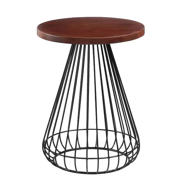 melody 16 in. walnut top with black base 20 in. cage mango wood end table