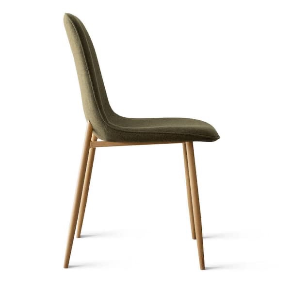 Condition photo showing New/Like New for green linen dining chair with oak metal legs (set of 4)