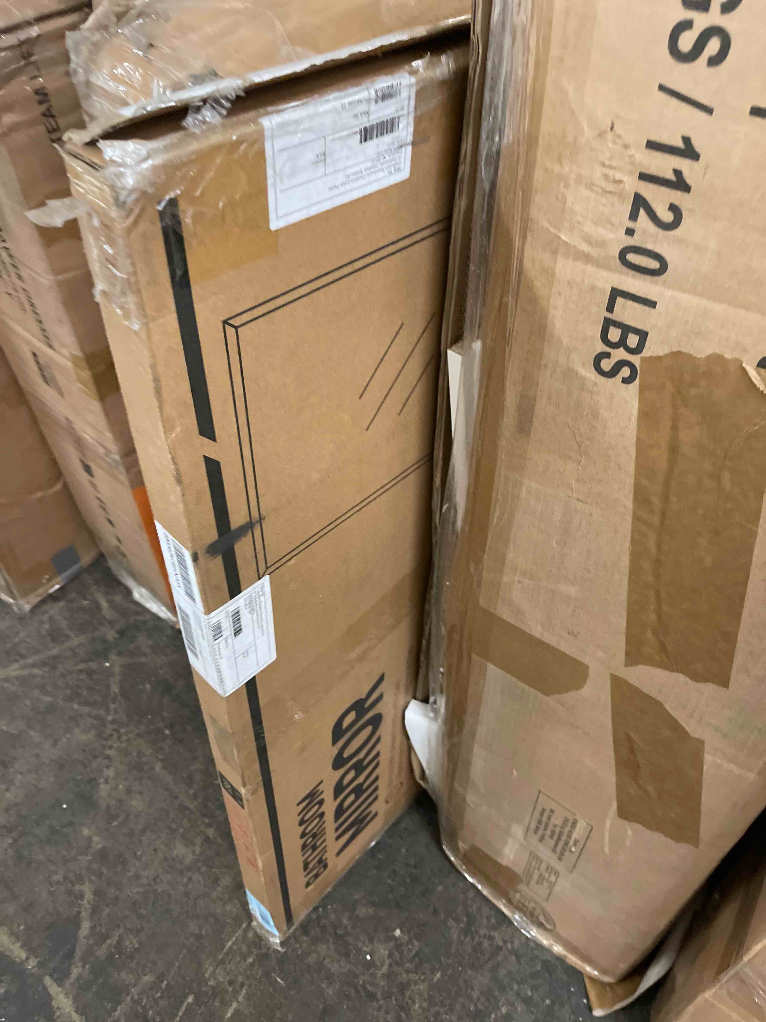 Condition photo showing New/Like New for keonjinn 24" x 36" black bathroom mirror, brushed black framed mirror for wall, beveled tempered glass, decorative wide frame, rustproof, rectangular bathroom vanity mirrors with square corner