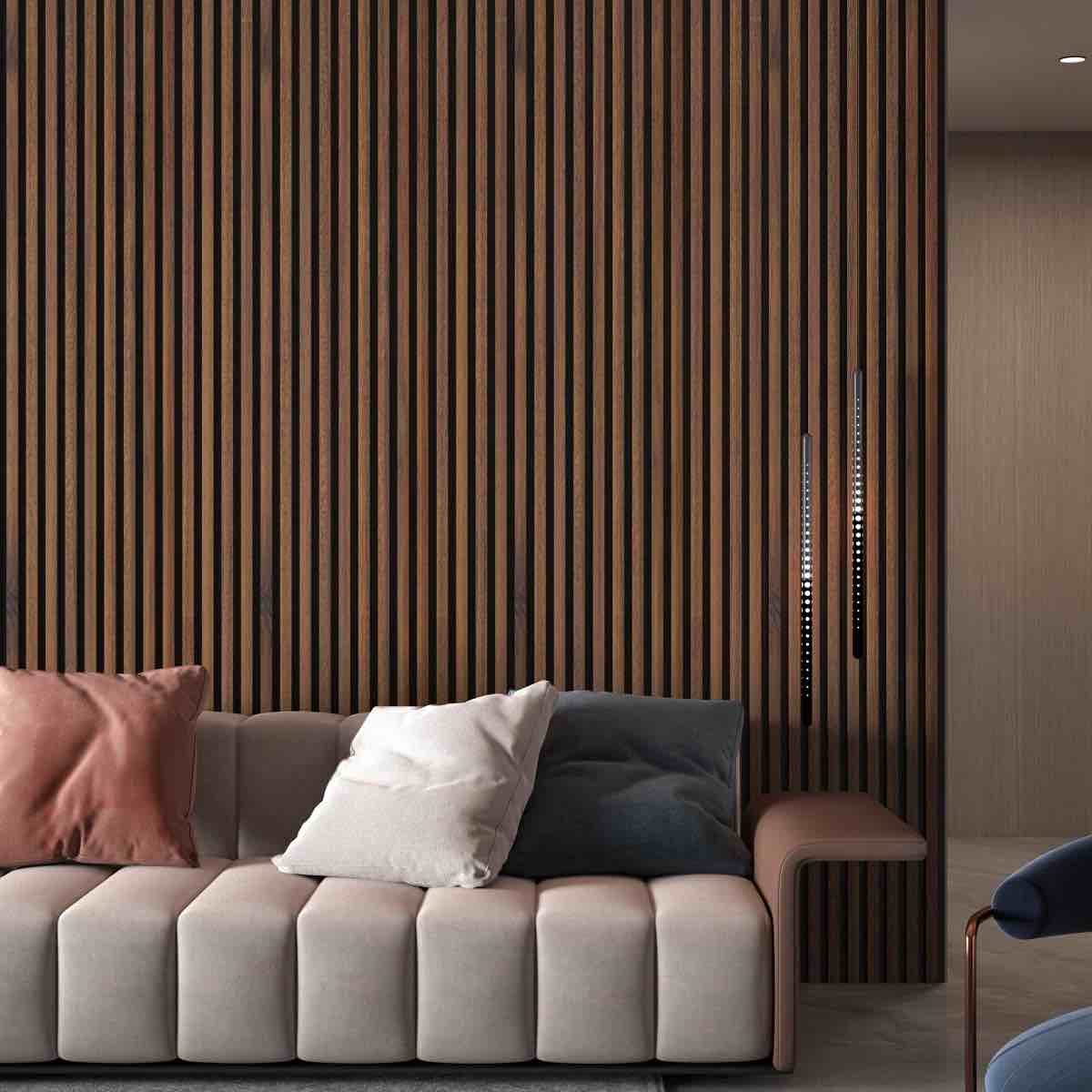 Condition photo showing New/Like New for 94" l x 24" w acoustic wood wall paneling, decorative soundproof panels for walls and ceilings, 3d slat wood wall panels