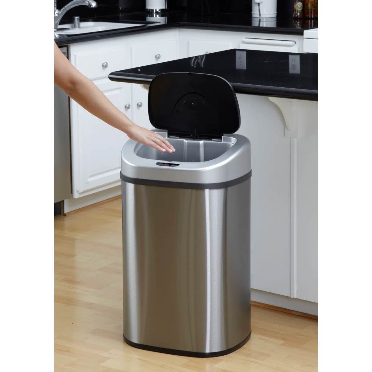 Condition photo showing New/Like New for nine stars 21 gallon stainless steel motion sensor trash can