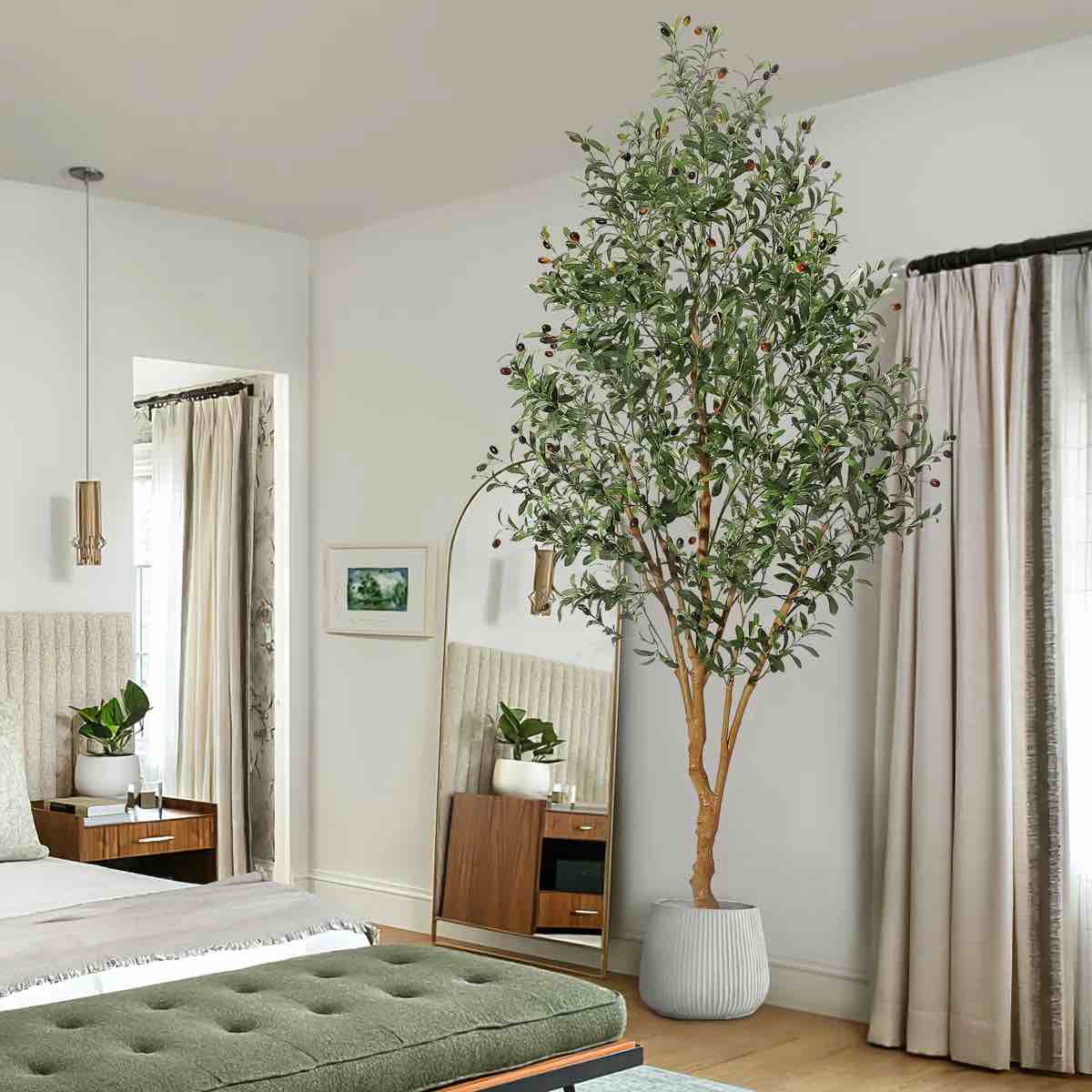 Condition photo showing New/Like New for  8ft faux olive tree in pot, lifelike artificial olive plant for home and office decor