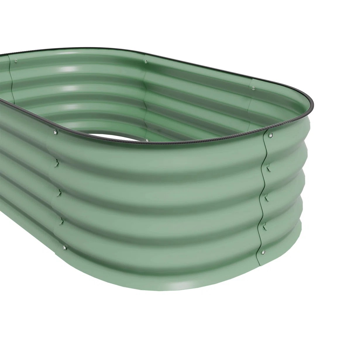 Condition photo showing New/Like New for outsunny 3.5' x 2' x 1' galvanized raised garden bed kit, outdoor metal elevated planter box with safety edging, easy diy stock tank for growing flowers, herbs & vegetables, brown