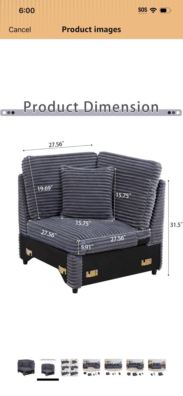 Condition photo showing New/Like New for yuchiath package c: corner sofa without armrests, modular sectional sofa (gray, c)