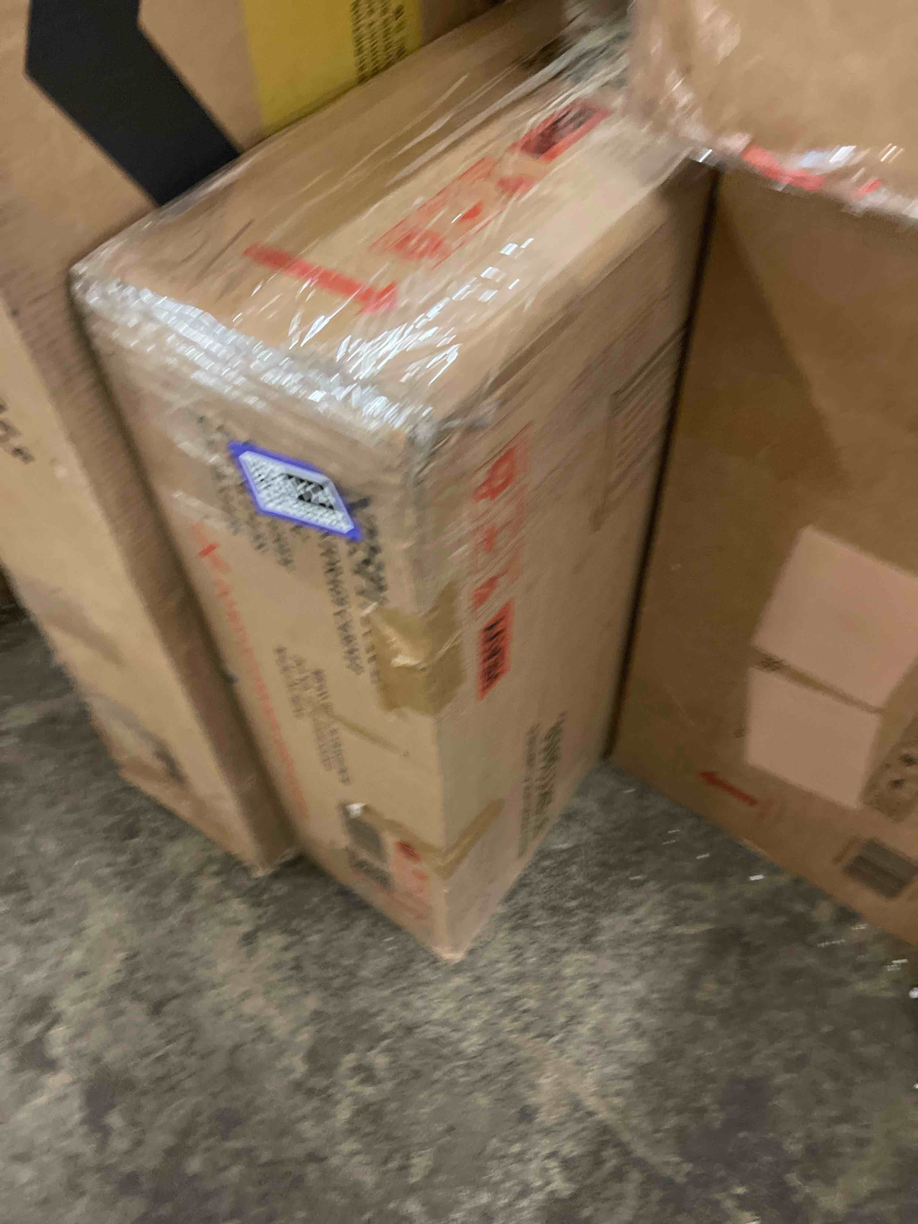 Condition photo showing New/Like New for corner bathroom storage cabinet with door, triangle bathroom storage cabinet with adjustable shelves, freestanding floor small cabinet for home kitchen, dining room, living room (gray)