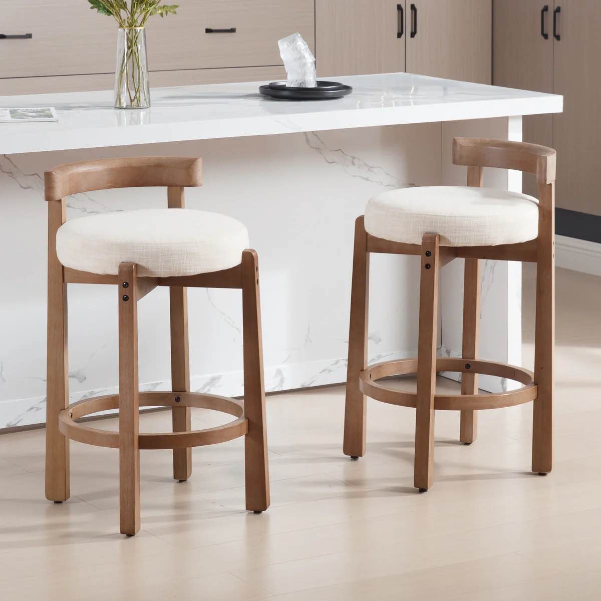26.5"h round cushion bar stools set of 2 - 5733cs