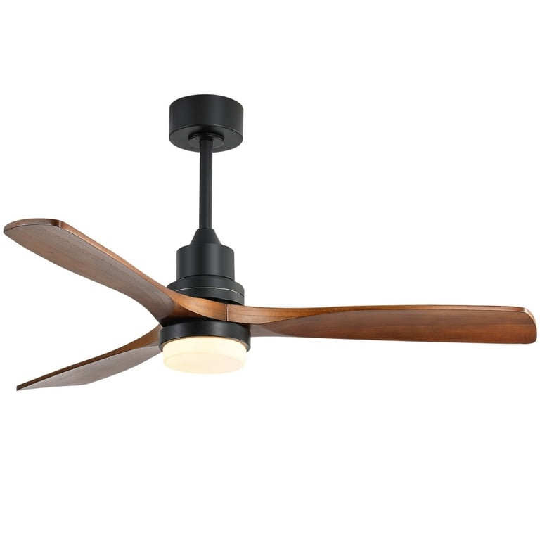 Condition photo showing New/Like New for sofucor 52" ceiling fans with light and remote control, 3 blades and reverse airflow,for living room,patio,black with walnut blades