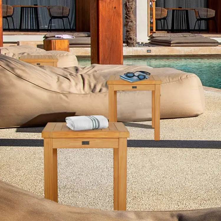 Condition photo showing New/Like New for seven seas teak end table, outdoor tables by chic teak
