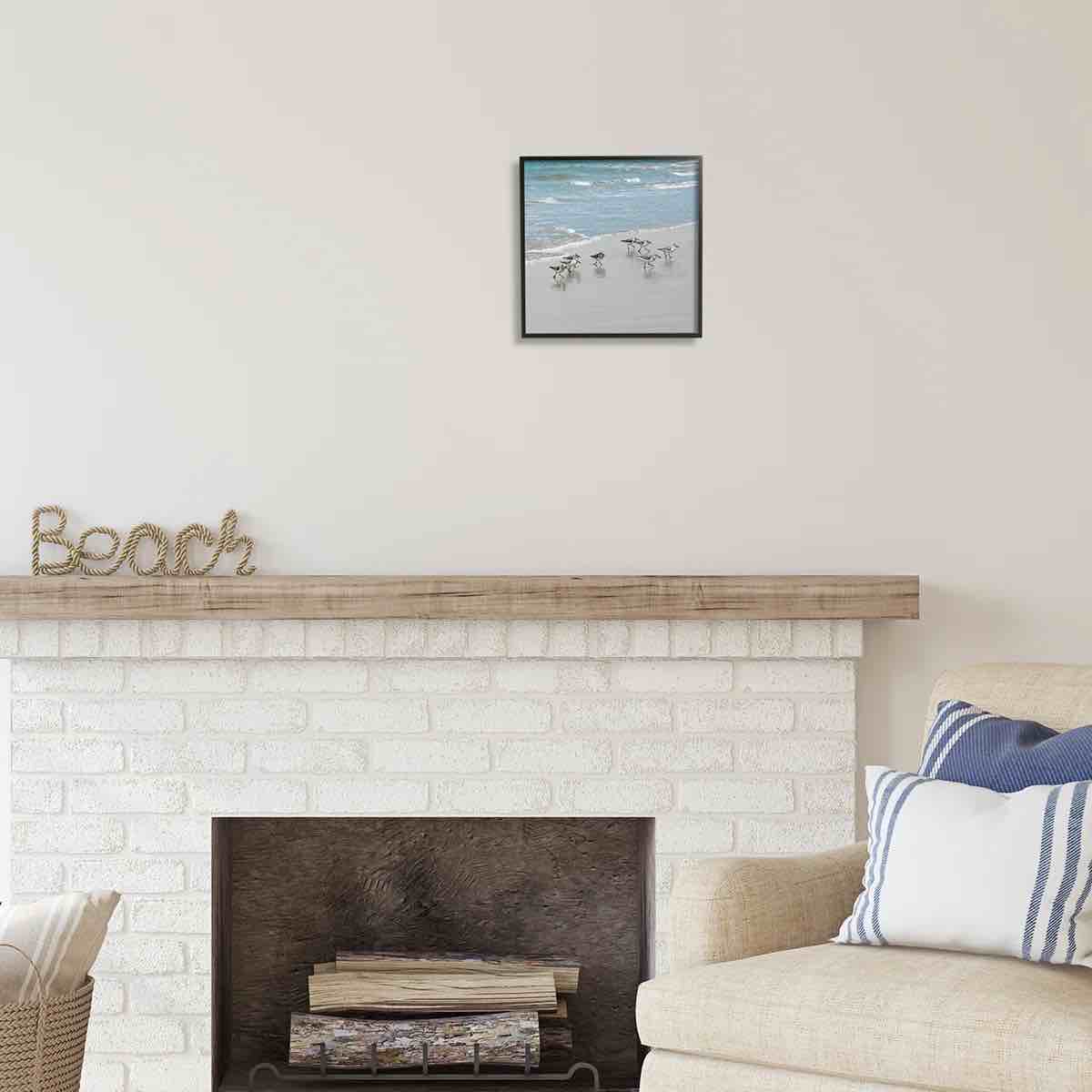 Condition photo showing New/Like New for stupell industries sandpipers flock sandy beach shore framed giclee art, design by natalie carpentieri