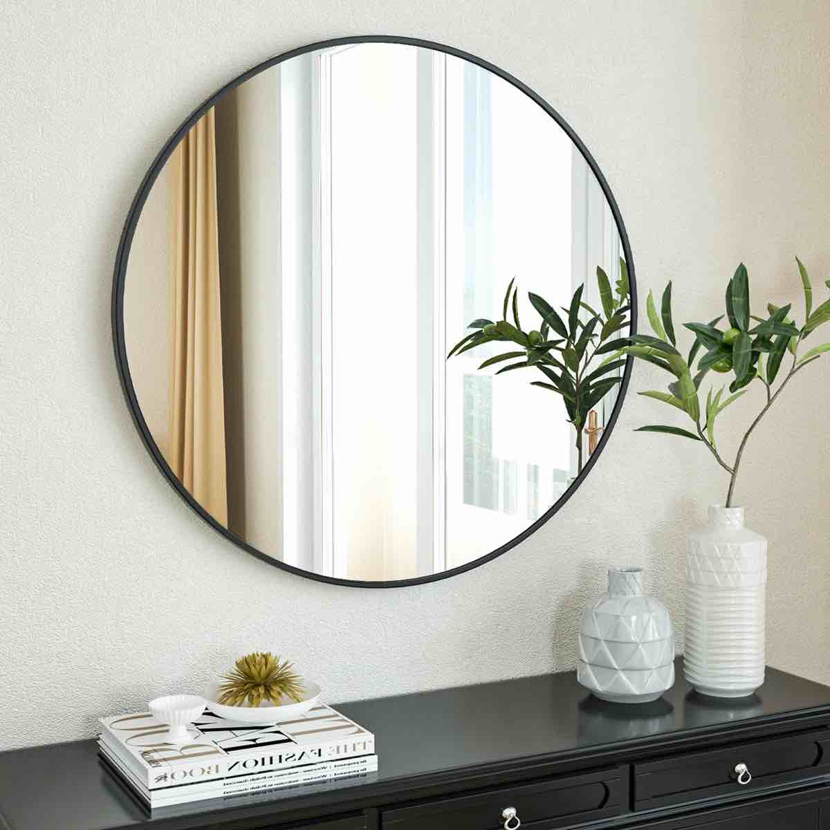 Condition photo showing New/Like New for gehard round metal framed mirror