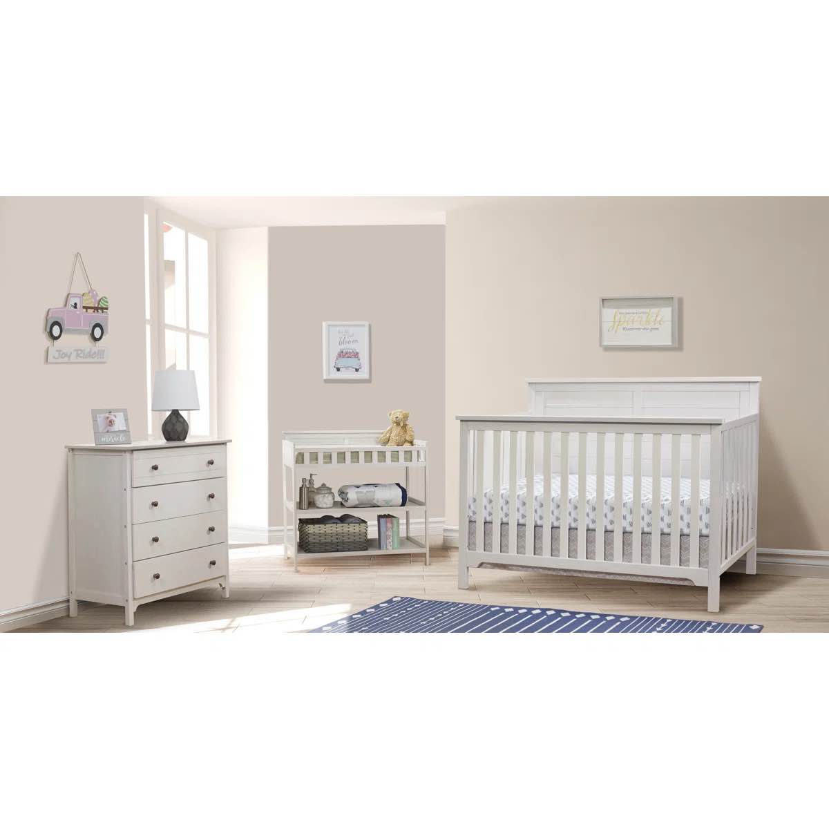 Sorelle Farmhouse Convertible Room In A Box- Weathered White Two Tone