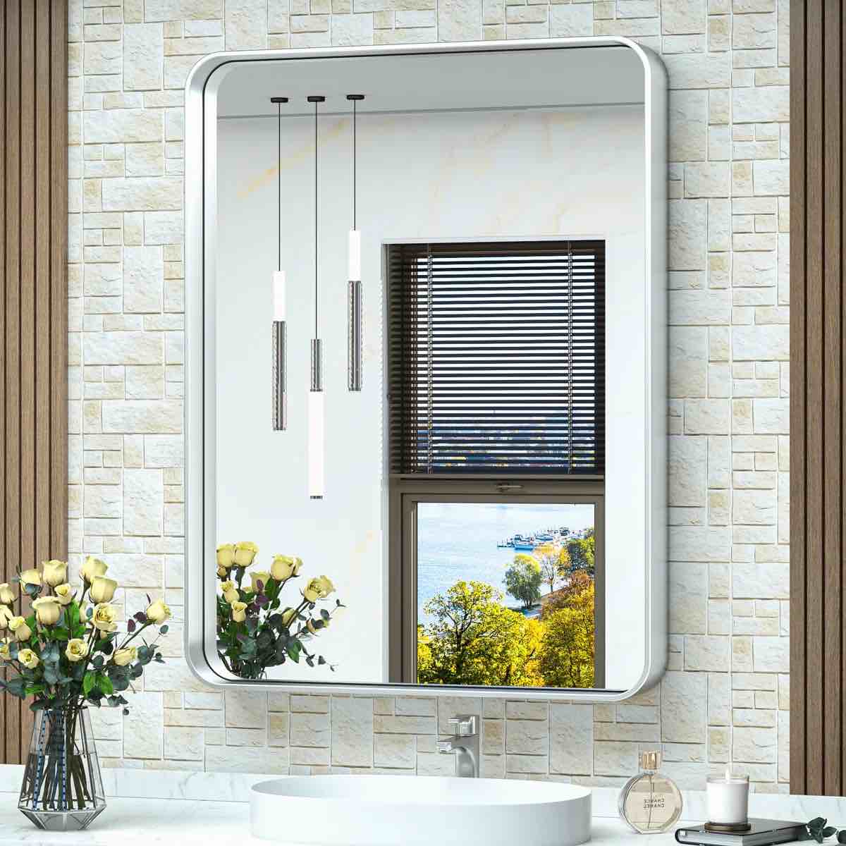 Condition photo showing New/Like New for tyro bathroom decorative home décor corner hangs bathroom mirror