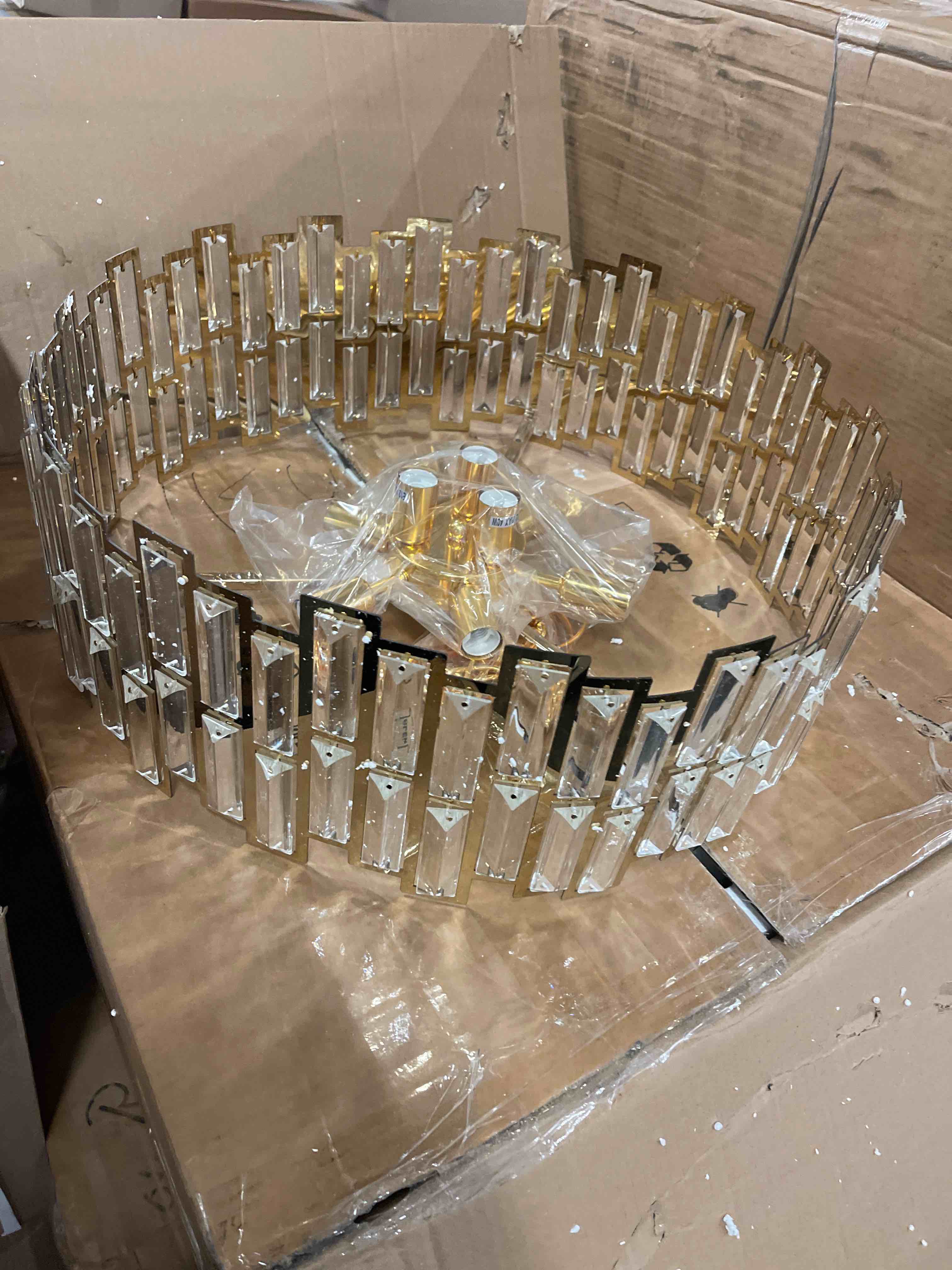 Condition photo showing New/Like New for crystal pendant light modern chandelier crystal semi flush mount ceiling light round for kitchen island foyer hallway