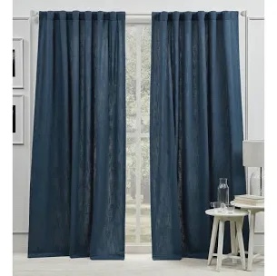 lauren ralph lauren vienna light filtering back tab rod pocket curtain panel blue indigo 54 x 96''