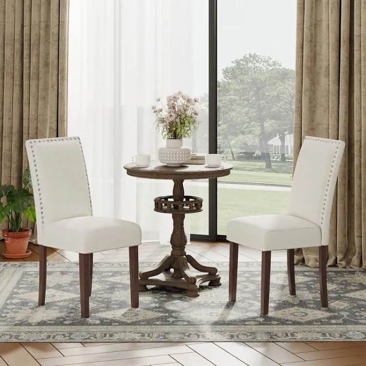 Condition photo showing New/Like New for winston porter syriyah vintage 6" thick seat linen parsons dining chairs (set of2)