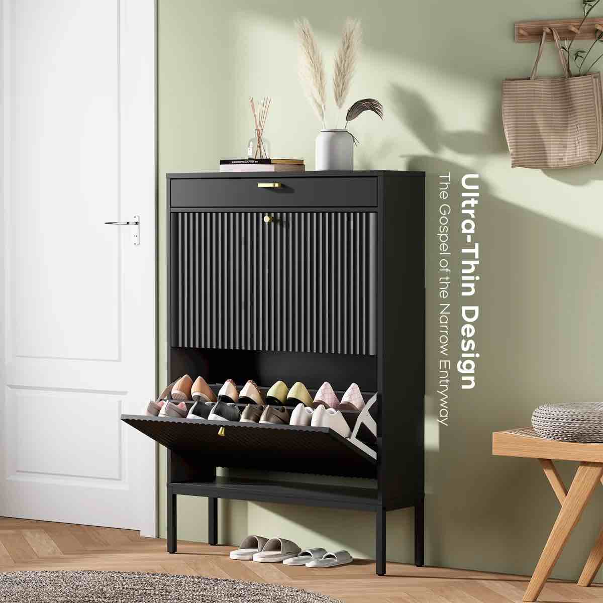 Condition photo showing New/Like New for modern minimalist style large capacity shoe cabinet
