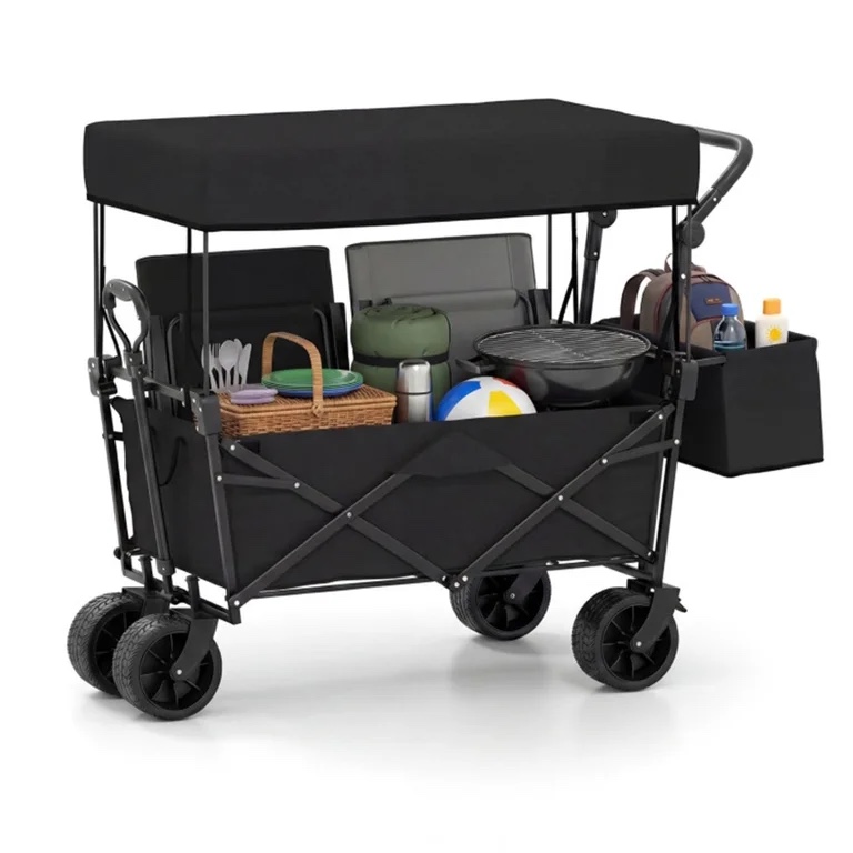 Condition photo showing Good Condition for foldable utility wagon,adjustable handle outdoor wagon, puncture-proof wheels with brakes, removable bag & side pockets-black wayfair