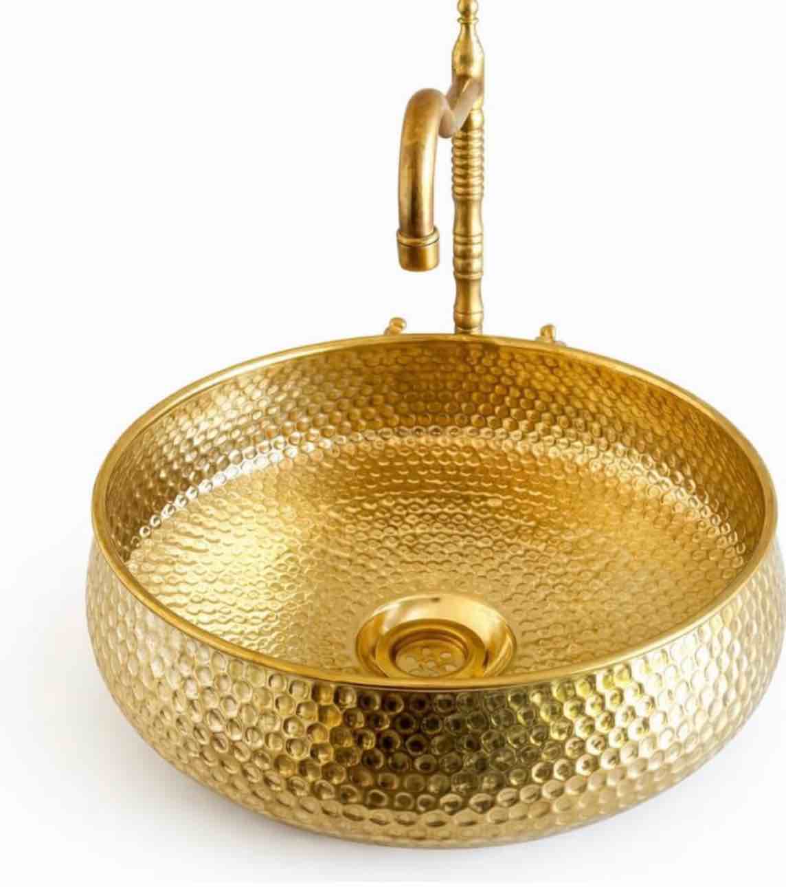 Condition photo showing New/Like New for miratile custom made 16 guage solid brass bathroom sink, round coutertop brushed brass bathroom basin, handmade hammered copper above counter vessel bowl sink for kitchen or bathroom (16"= 40cm)