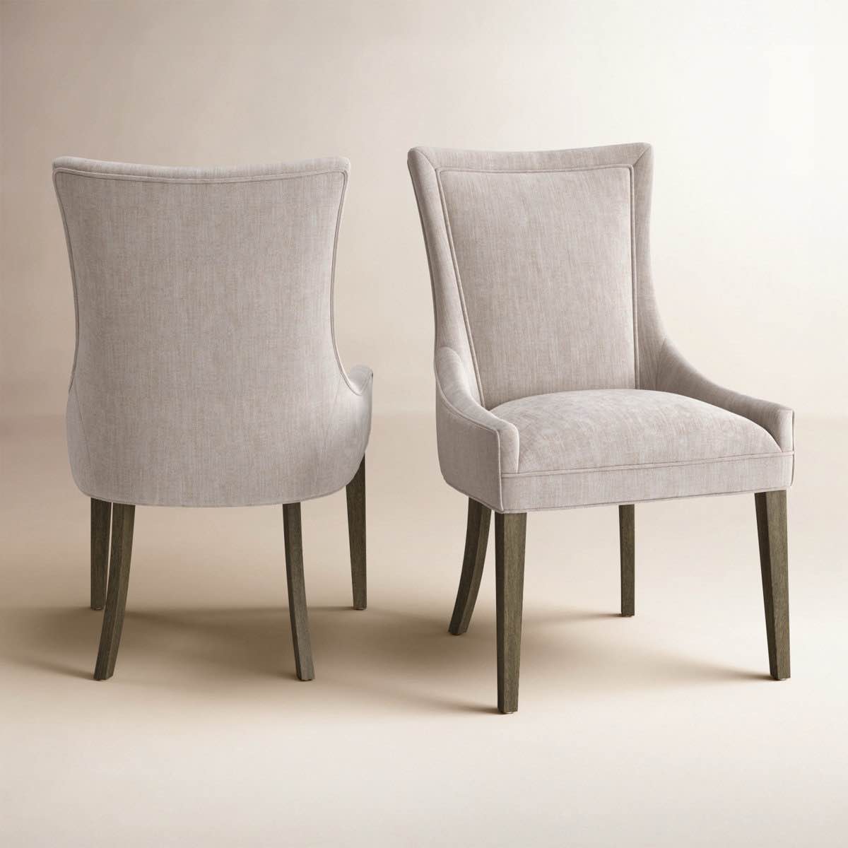 ultra upholstered dining chairs with high-back design and solid wood legs (set of 2)