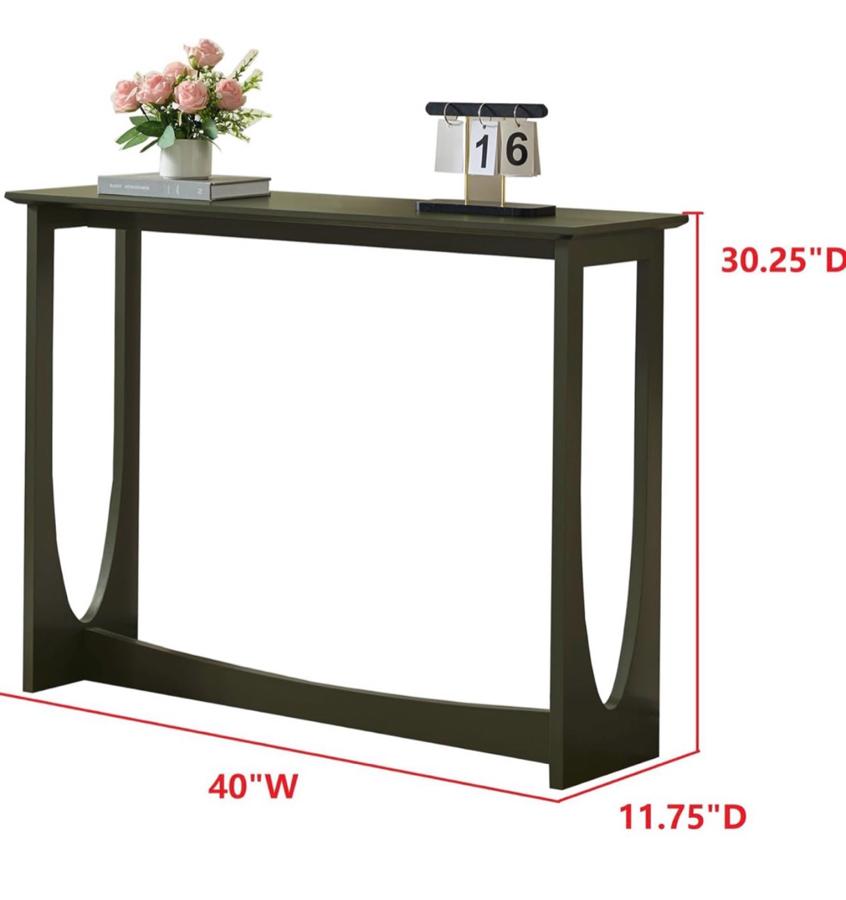 Condition photo showing New/Like New for kb designs - wood console table, entryway sofa table for hallway, living room, or behind couch - caviar